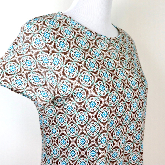 J Jill Size Petite S Love Linen Tee Crossover Hem Beechnut Lavish Tile - Picture 7 of 9